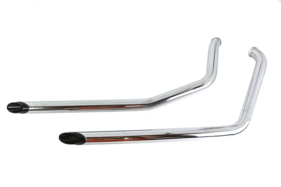 Exhaust Drag Pipe Set With Short Black Slash Tips - V-Twin Mfg. 1