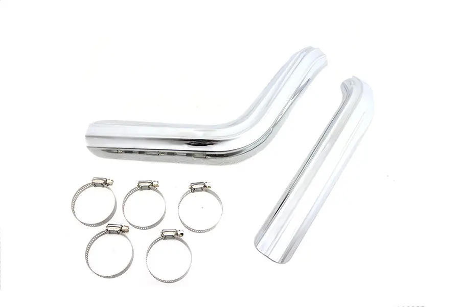 Ribbed Heat Shield Set Chrome - V-Twin Mfg. 1