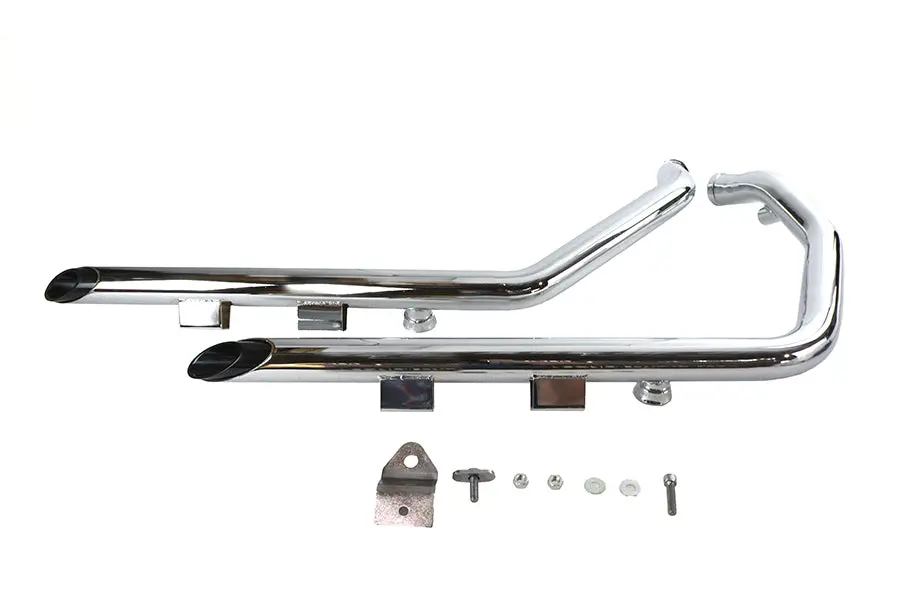 Wyatt Gatling Exhaust Drag Pipe Set Slash Cut Chrome - V-Twin Mfg. 1
