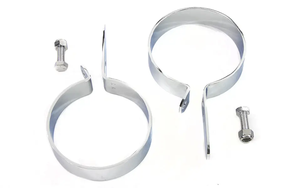 Chrome 3-1/2 Inch Muffler Body And End Hanger Clamp Set - V-Twin Mfg. 1