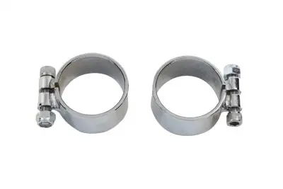 Chrome Allen Type Exhaust Clamp Set Extra Wide - V-Twin Mfg. 1