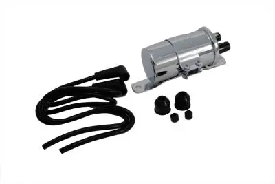 Round Chrome 12 Volt Dual Coil With Bracket - V-Twin Mfg. 1
