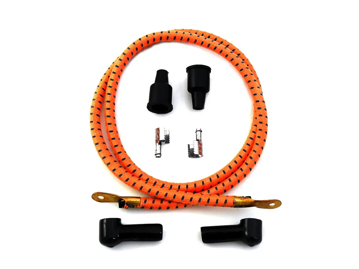 9Mm Vintage Cloth Spark Plug Wire Kit - V-Twin Mfg. 1