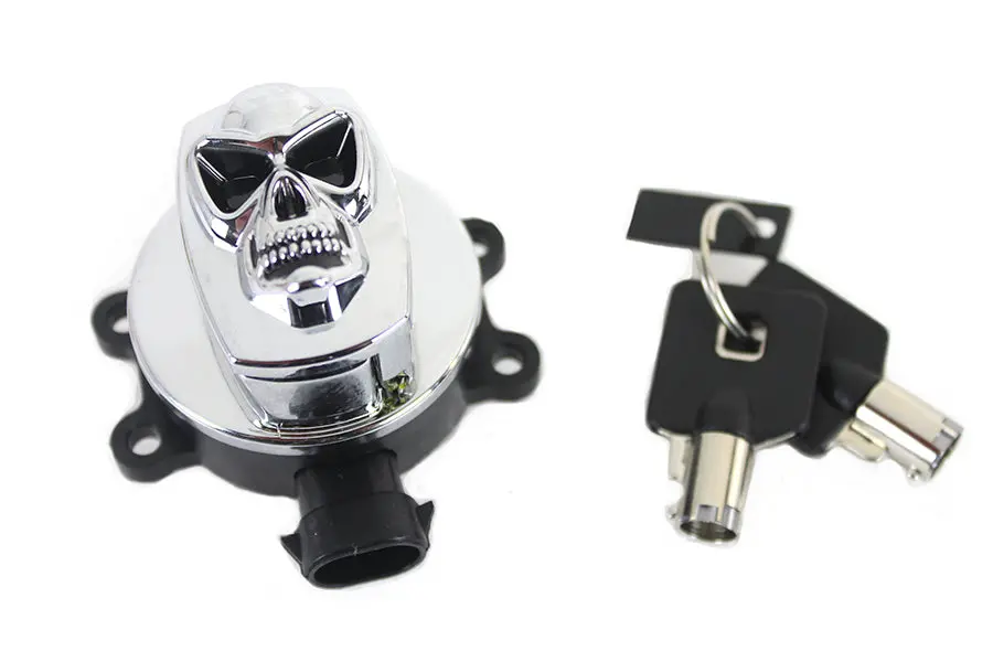 Chrome Ignition Switch With Chrome Skull - V-Twin Mfg. 1