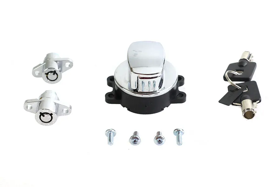 Side Hinge Ignition Switch And Saddlebag Lock Kit Chrome - V-Twin Mfg. 1
