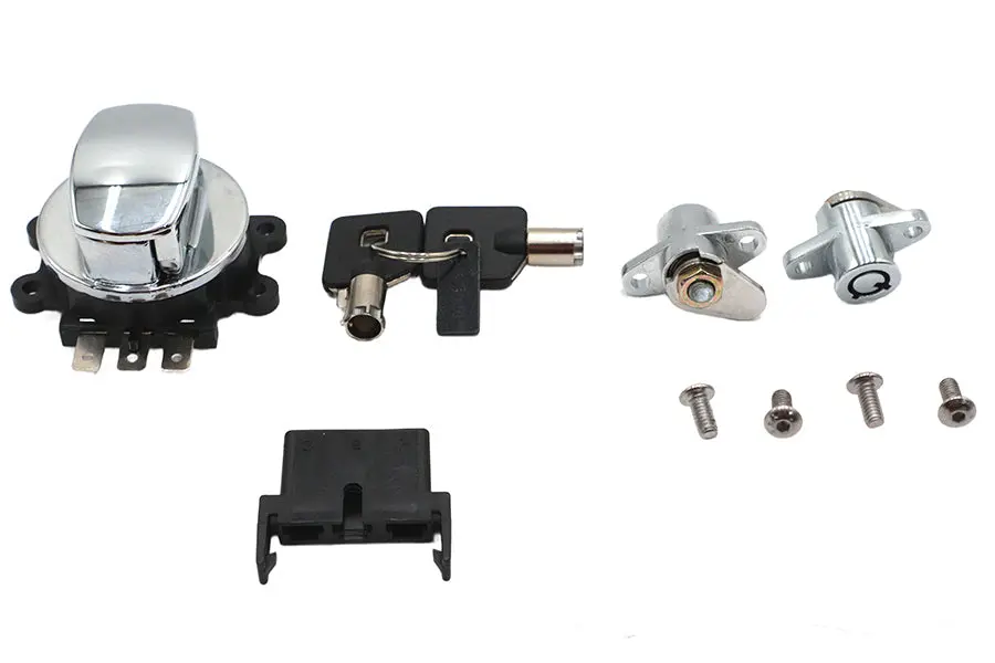 Side Hinge Ignition Switch And Saddlebag Lock Kit Chrome - V-Twin Mfg. 1