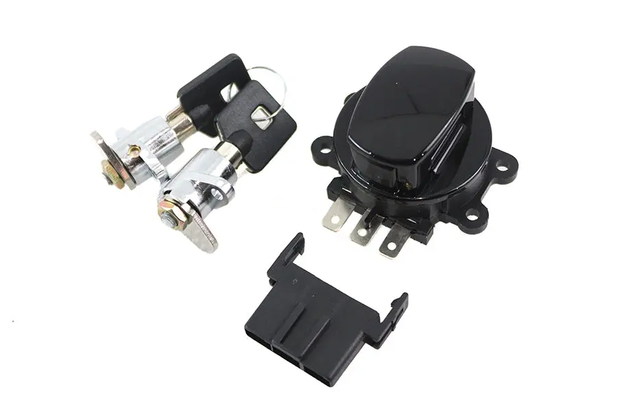 Side Hinge Ignition Switch And Saddlebag Lock Kit Black - V-Twin Mfg. 1