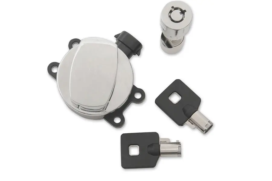 Side Hinge Ignition Switch Chrome With Fork Lock - V-Twin Mfg. 1