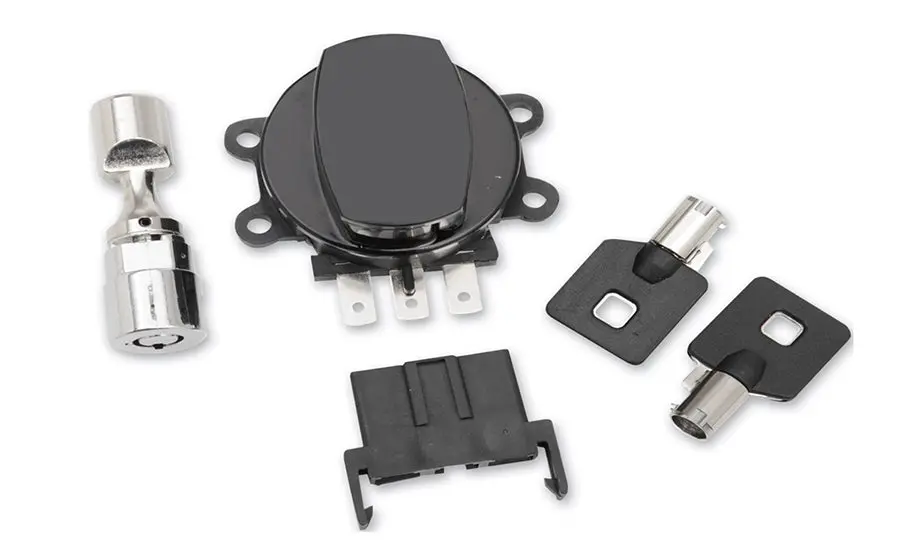 Side Hinge Ignition Switch Black With Fork Lock - V-Twin Mfg. 1