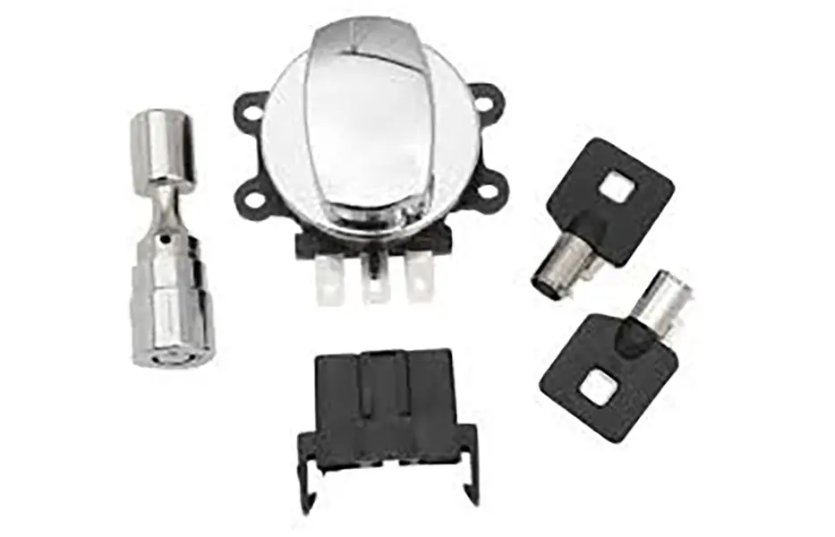 Side Hinge Ignition Switch Chrome With Fork Lock - V-Twin Mfg. 1