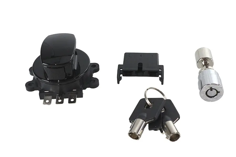 Side Hinge Ignition Switch Black With Fork Lock - V-Twin Mfg. 1