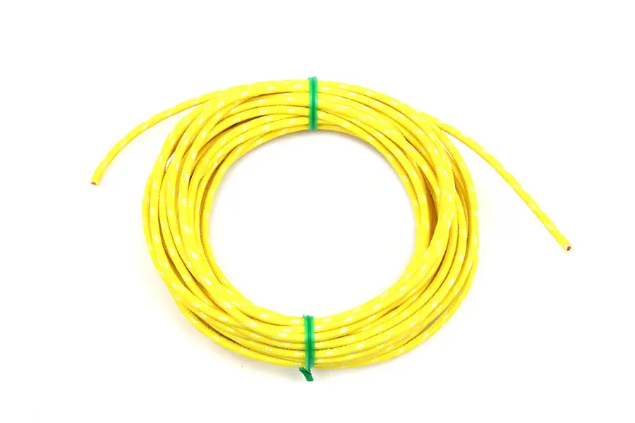 Yellow 25' Cloth Covered Wire - V-Twin Mfg. 1