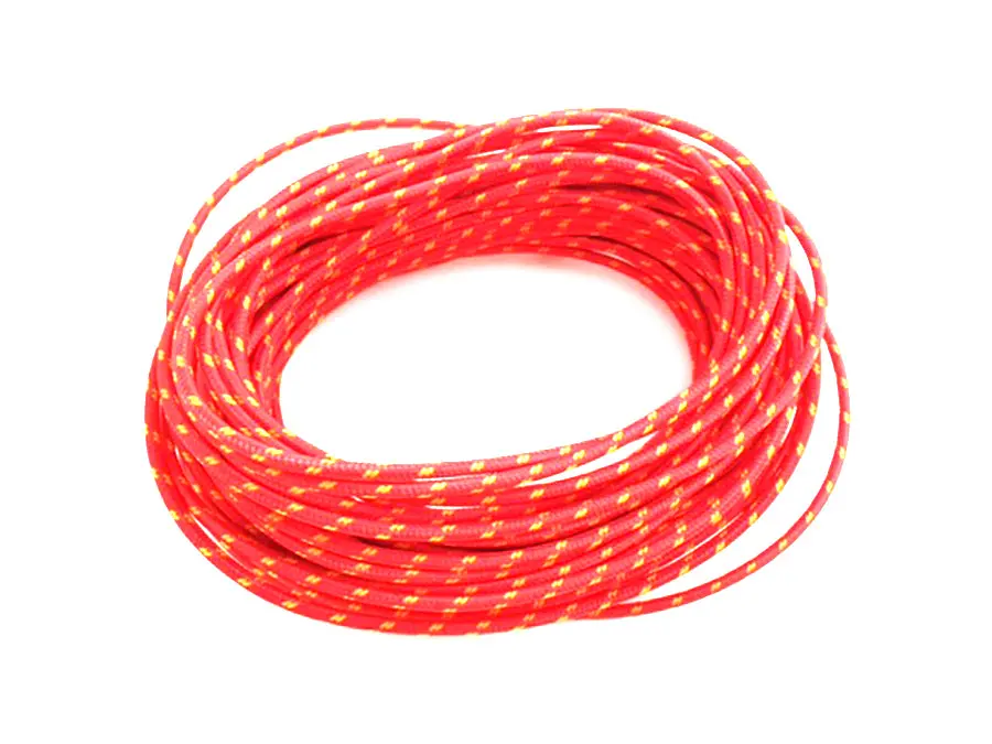 Red With Yellow Dot 25' Braided Wire - V-Twin Mfg. 1