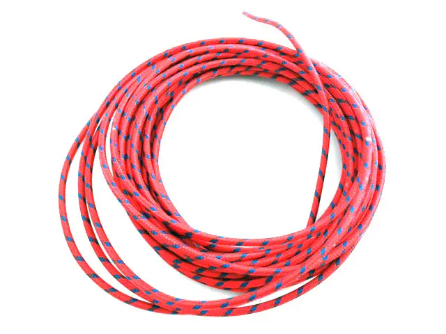 Red With Blue Dot 25' Braided Wire - V-Twin Mfg. 1