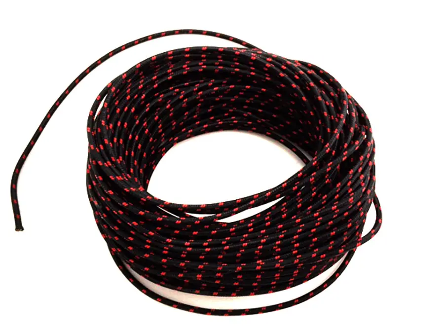 Black With Red Dot 25' Braided Wire - V-Twin Mfg. 1