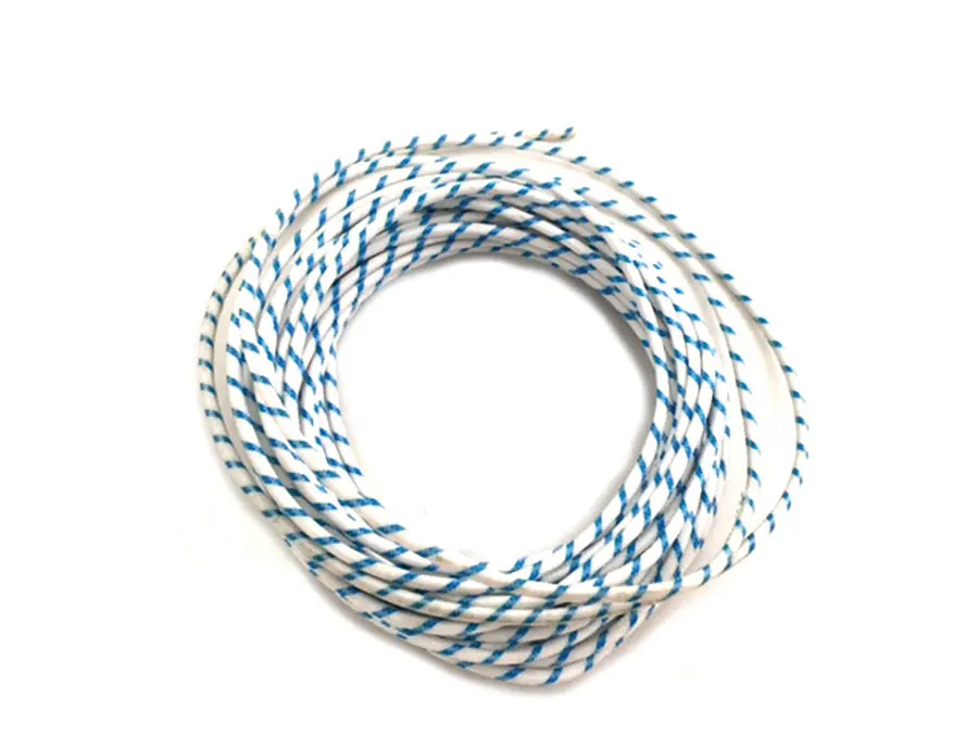 White With Blue Dot 25' Braided Wire - V-Twin Mfg. 1