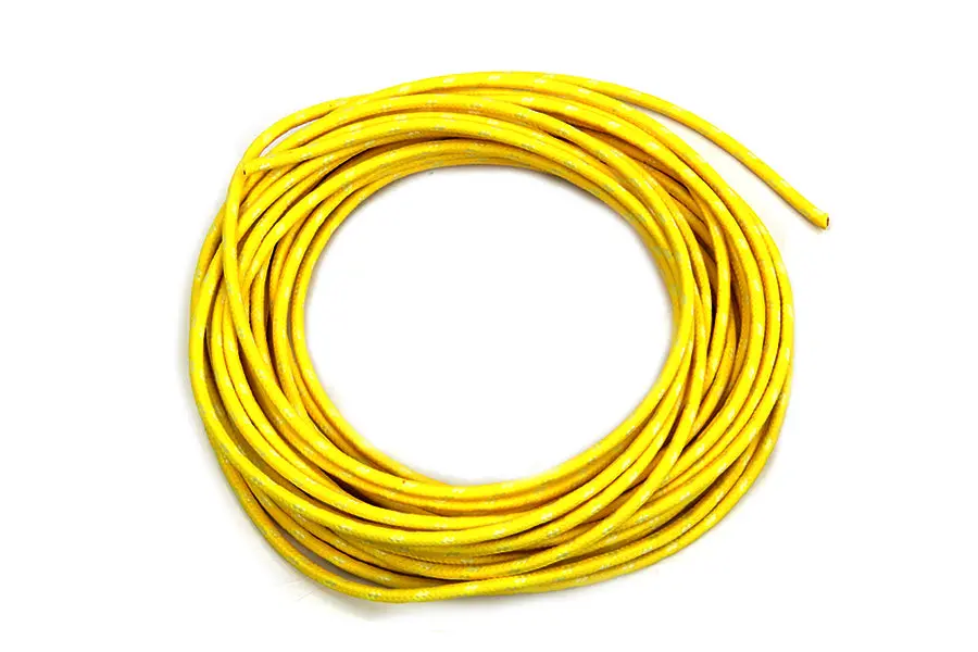 Yellow With White Dot 25' Braided Wire - V-Twin Mfg. 1