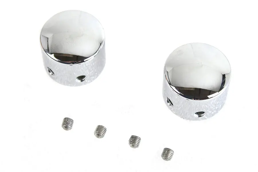 Domed Front Axle Cover Set Chrome Plated - V-Twin Mfg. 1