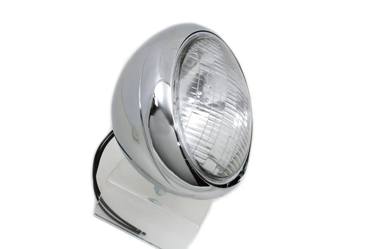 Chrome Replica 7 Inch Round Headlamp 6 Volt - V-Twin Mfg. 1