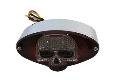Chrome Cateye Led Tail Lamp Skull Style - V-Twin Mfg. 1