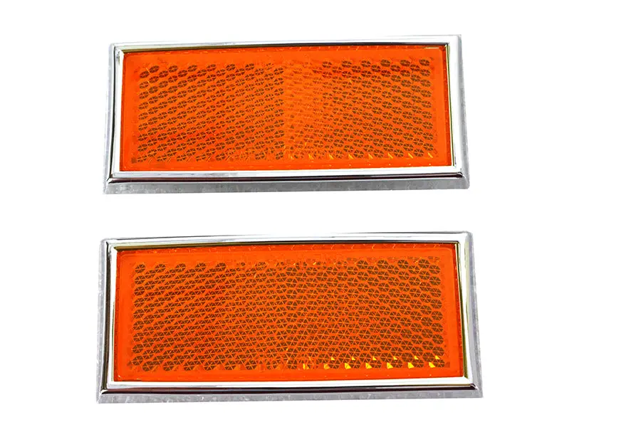 Front Amber Reflector Set With Chrome Frame - V-Twin Mfg. 1