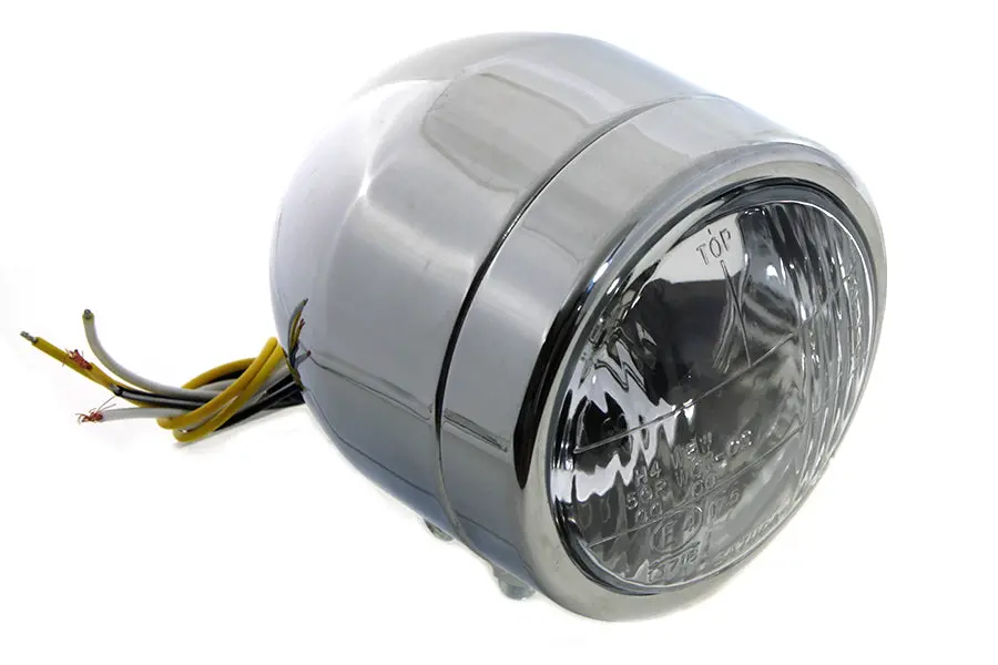 4 Inch Round Diamond Cut Style Headlamp Chrome - V-Twin Mfg. 1