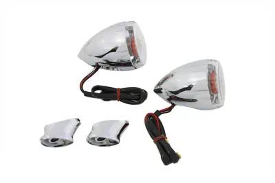 Rear Turn Signal Kit Clear Lens Red Led - V-Twin Mfg. 1