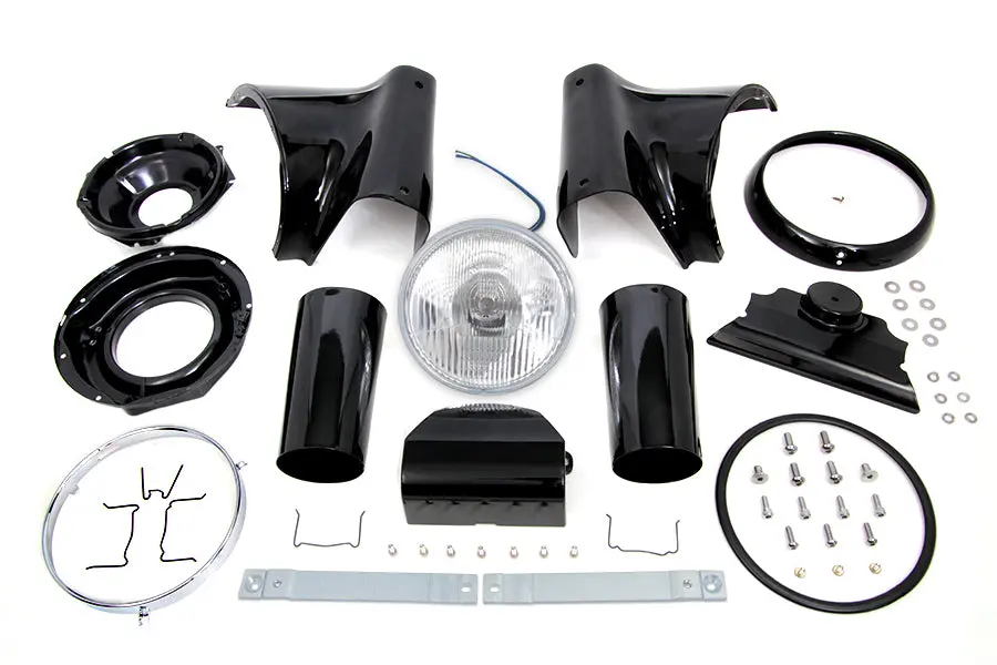Black 7 Inch Headlamp Cowl Kit - V-Twin Mfg. 1