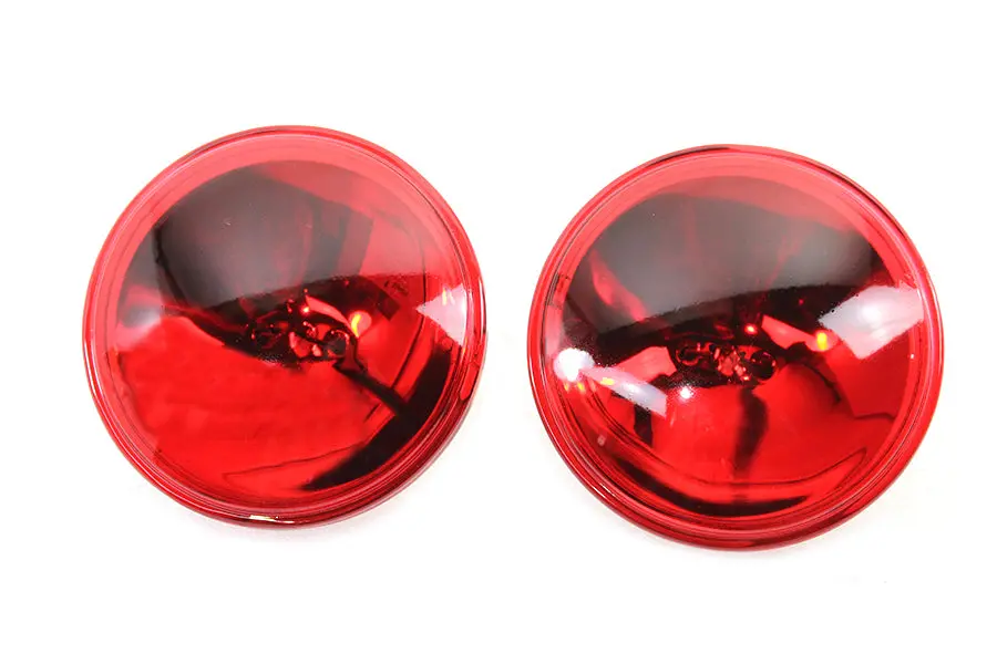 Red 4-1/2 Inch 12 Volt Sealed Beam Spotlamp Set - V-Twin Mfg. 1