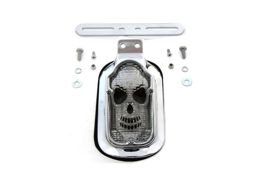 Skull Face Tombstone Tail Lamp Clear Lens - V-Twin Mfg. 1