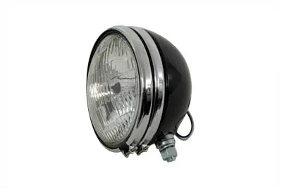 Replica 5-3/4 Inch Round Black Headlamp - V-Twin Mfg. 1