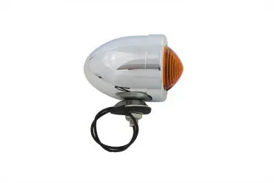 Chrome Bullet Marker Lamp Amber Single Filament - V-Twin Mfg. 1