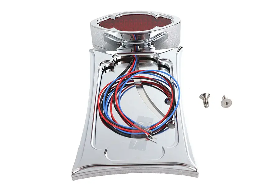 Chrome Billet Led Tail Lamp And License Plate Vertical Side - V-Twin Mfg. 1
