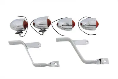 Captain America Style Marker Lamp Kit With Red Lens - V-Twin Mfg. 1