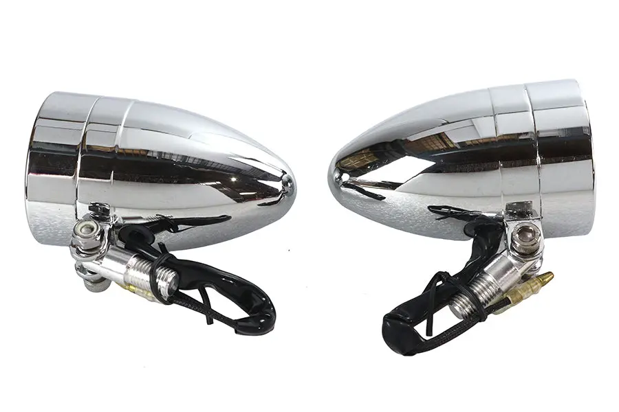 Chrome Torpedo Marker Lamp Set With Clear Lens - V-Twin Mfg. 1