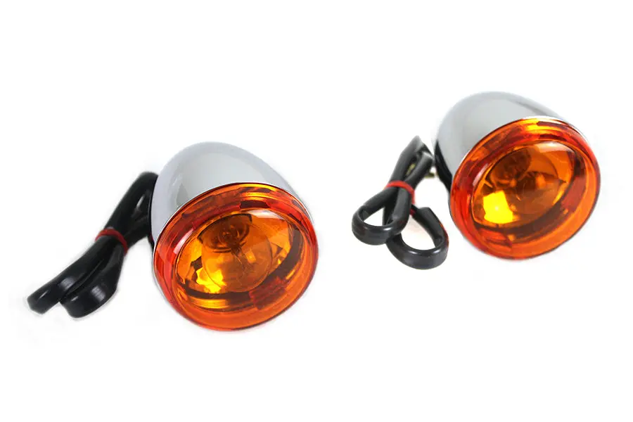 Chrome Torpedo Style Rear Turn Signal Set - V-Twin Mfg. 1