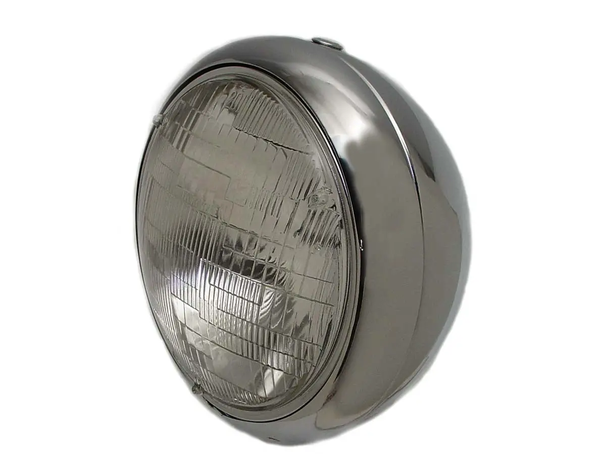 Vintage 7 Inch Round Headlamp 12 Volt - V-Twin Mfg. 1