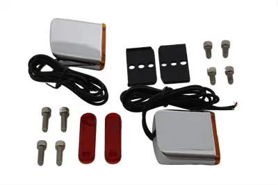 Square Red And Amber Lens Marker Lamp Set - V-Twin Mfg. 1