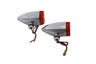 Maltese Red Lens And Led Marker Lamp Set - V-Twin Mfg. 1