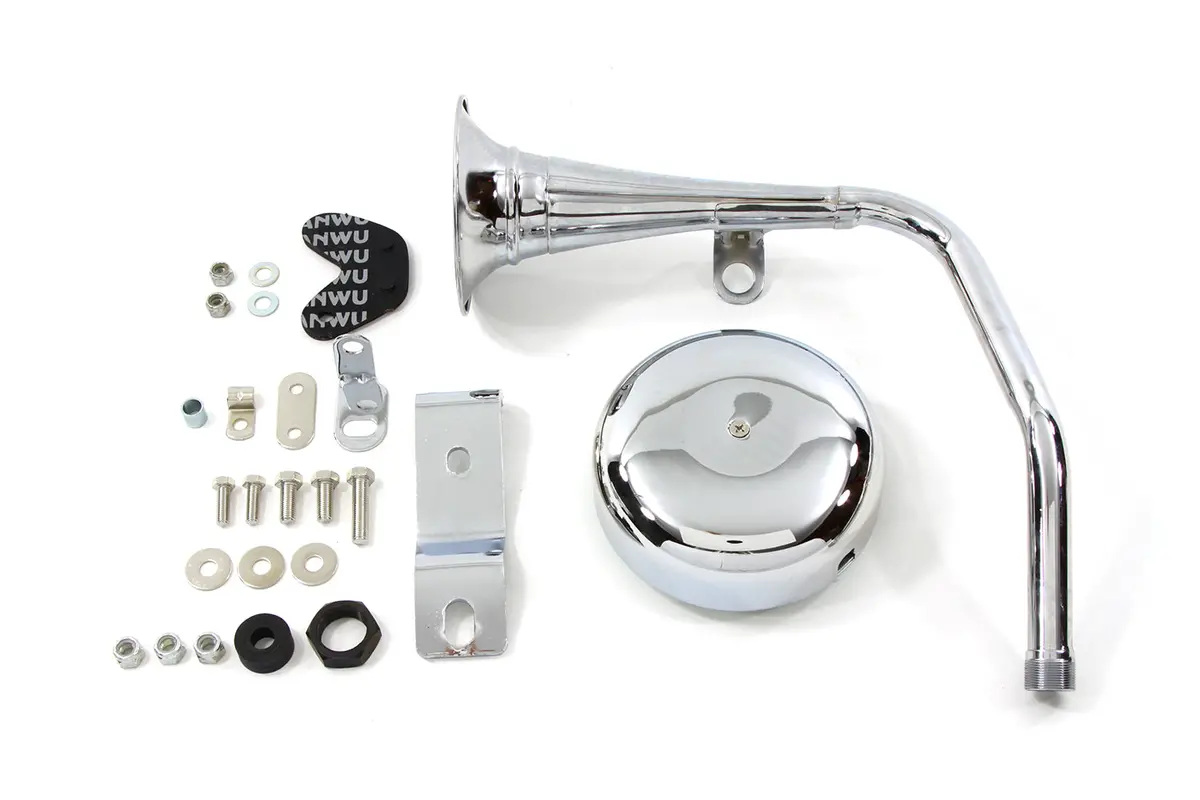 Trumpet Style 12 Volt Chrome Horn Kit - V-Twin Mfg. 1