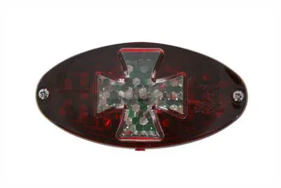 Oval Tail Lamp With Maltese Inset Red - V-Twin Mfg. 1