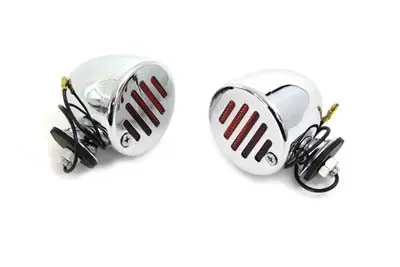 Chrome Shielded Bullet Marker Lamp Set With Red Lens - V-Twin Mfg. 1