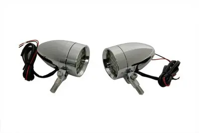 Chrome Bullet Marker Lamp Set With Amber Leds - V-Twin Mfg. 1