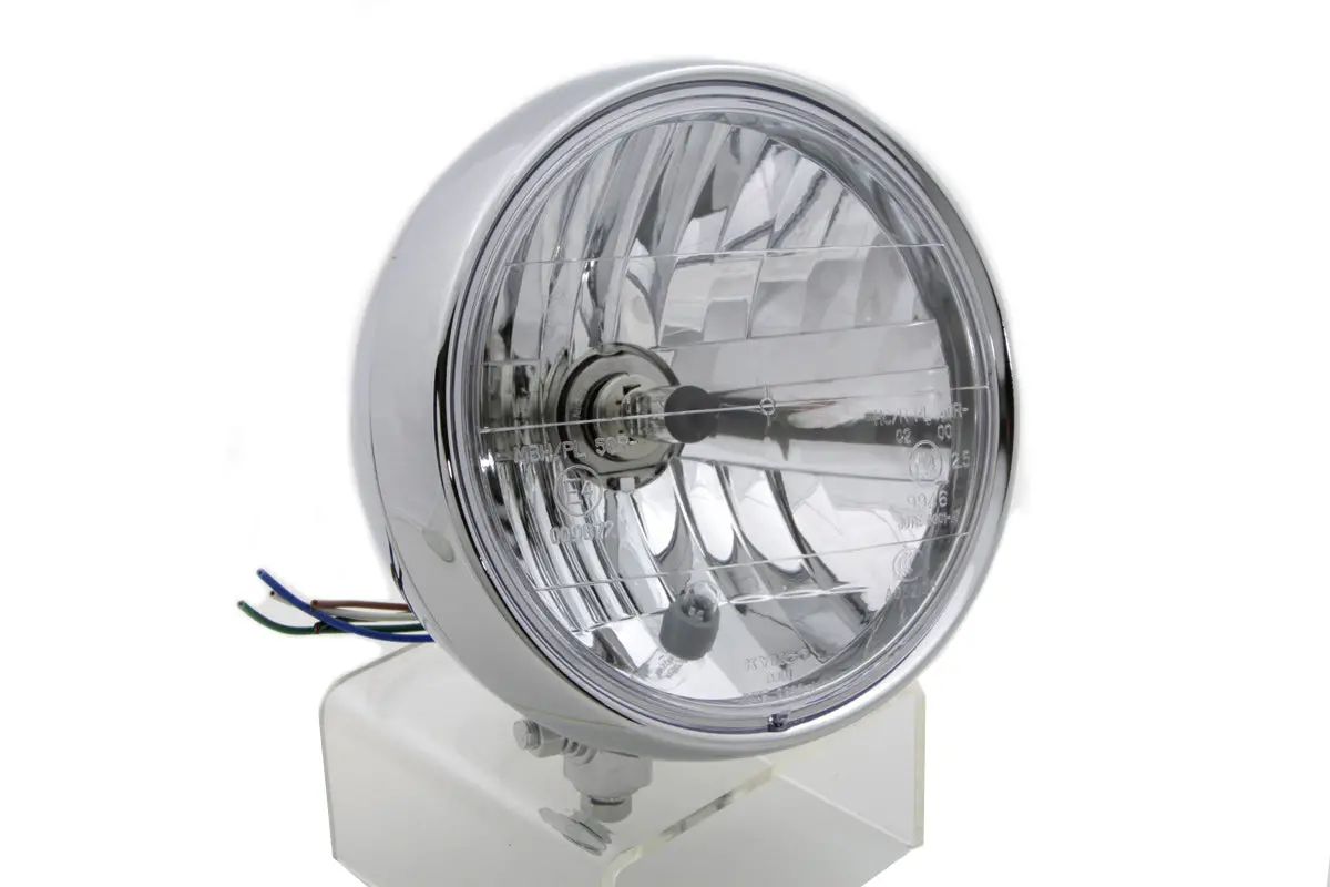 6 Inch Round Headlamp Steel Chrome - V-Twin Mfg. 1