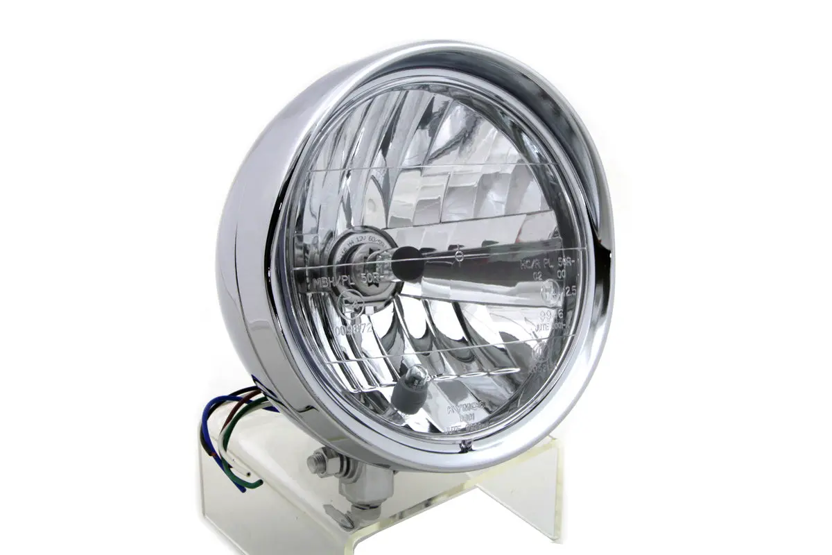 6-1/2 Inch Round Headlamp Steel Chrome - V-Twin Mfg. 1