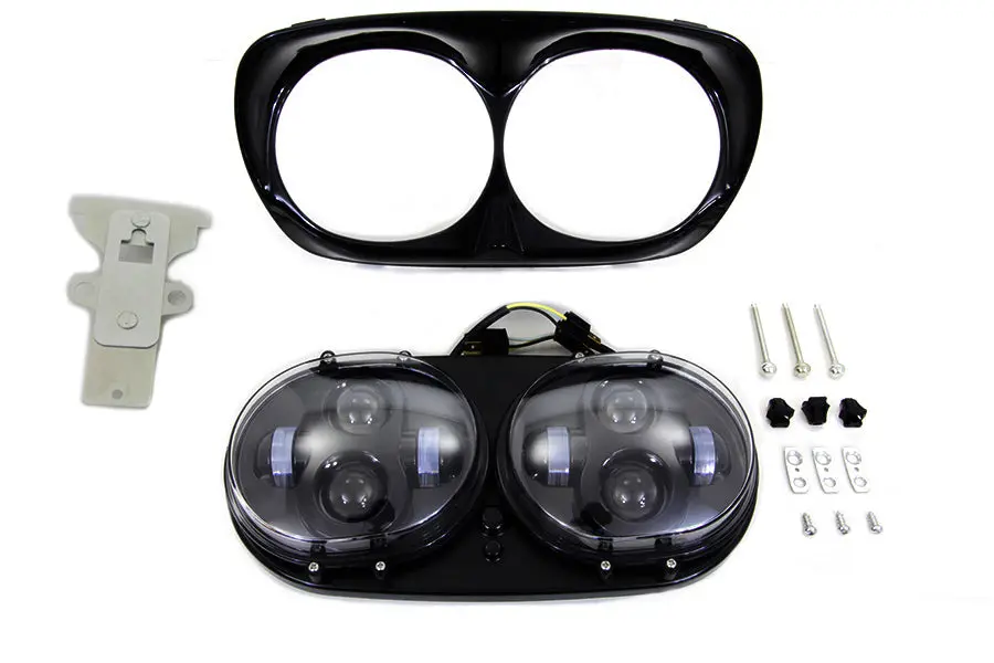 Black Dual Led Headlamp Unit - V-Twin Mfg. 1