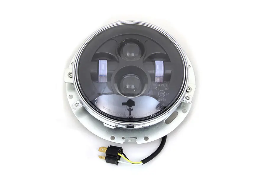 7 Inch Led Headlamp Assembly Gloss Black - V-Twin Mfg. 1