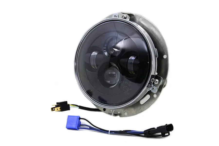 7 Inch Led Headlamp Assembly Gloss Black - V-Twin Mfg. 1