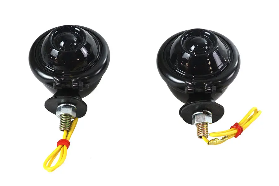 Black Turn Signal Set Bullet With Smoked Lens - V-Twin Mfg. 1