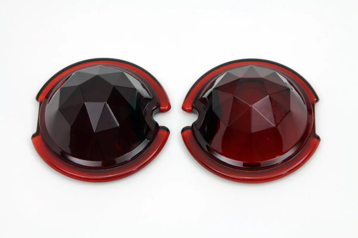 Tail Lamp Glass Lens Set Faceted Red - V-Twin Mfg. 1